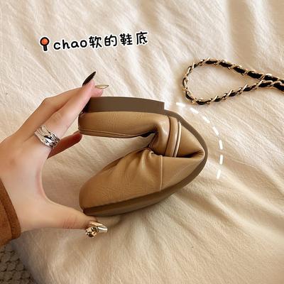 Баотоу тапочки женские для улицы весна 2025 новые на плоской подошве с мягкой подошвой на одном педале для беременных Мэри Джейн полутапочки