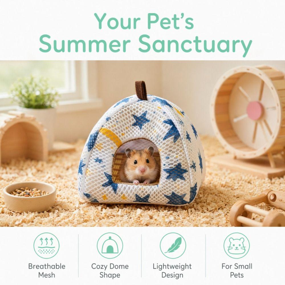Arched Door Small Pet Bed Breathable Cooling Pet Hideout Lightweight Hamster Habitat Cage Decor