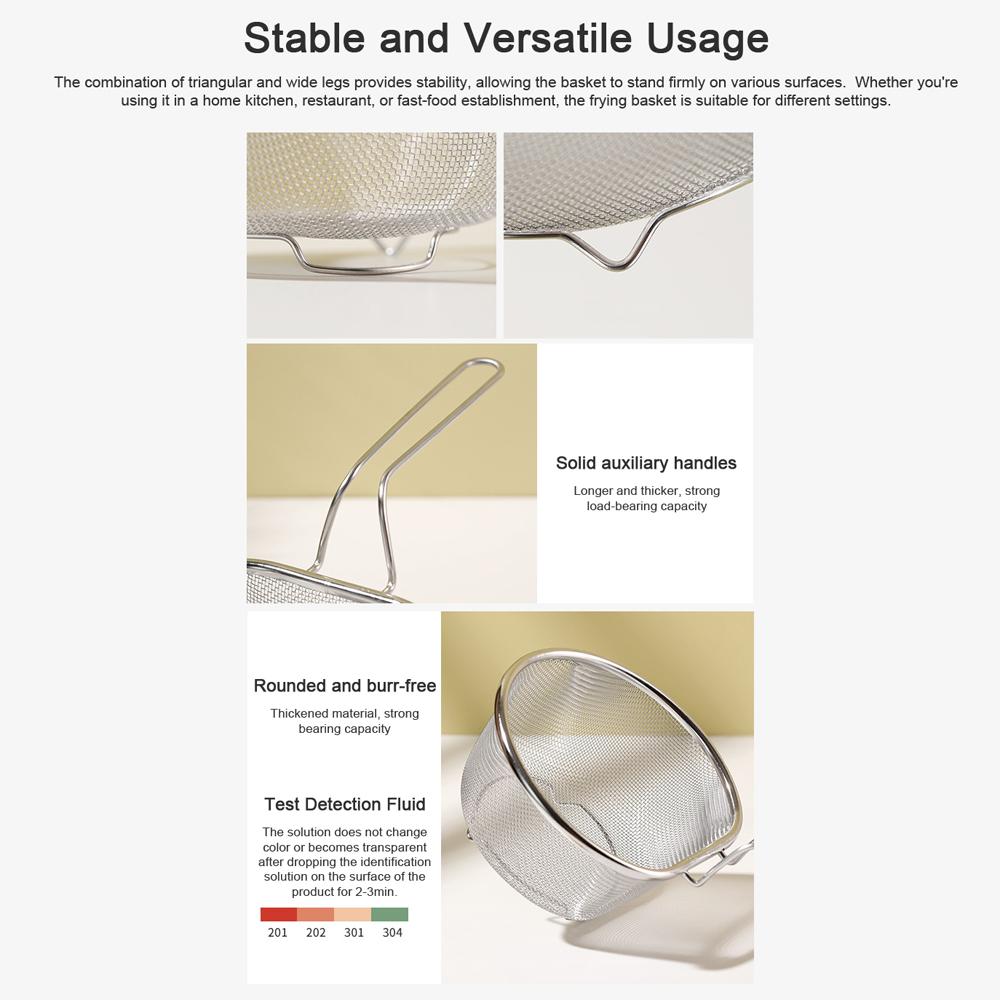 Stainless Steel Deep Fry Basket Multifunctional Draining Basket Wire Mesh French Chip Frying