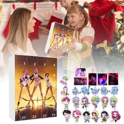 Kpop Охота на ведьм 2D Акриловый кулон Слепой бокс Рождественский календарь обратного отсчета Слепой бокс Брелок для рюкзака Автомобильный Брелок Календарь Подарки