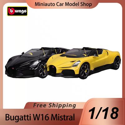 Новый продукт 2024 Bburago 1:18 Bugatti W16 Mistral сплав миниатюрная литая модель Bugatti спортивные игрушки автомобиль рождественский подарок для детей
