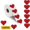 500PCS Red Heart Shaped Shape Roll Sticker Phone Gift Living Room Creative Coffee Phone Skateboard Art Picture Luggage Paintings