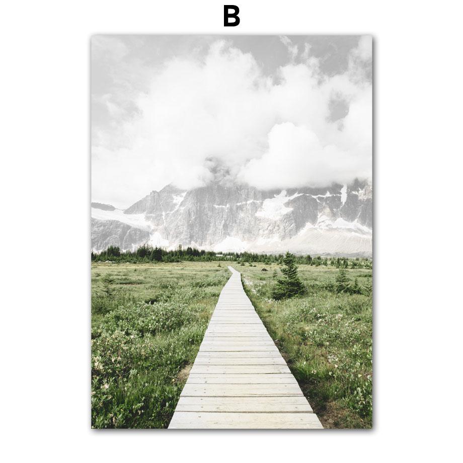 White Flower Dandelion Green Hill House Wall Art Canvas Painting Nordic Posters And Prints Wall Pictures For Living Room Decor