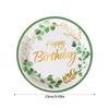 Greenery Eucalyptus Happy Birthday Disposable Plates Cups Napkins Birthday Party Decoration Green Leaf Pattern Birthday Supplies