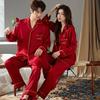 High-End Red Silk Wedding Pajamas for Newlywed Couples - Spring & Autumn Collection