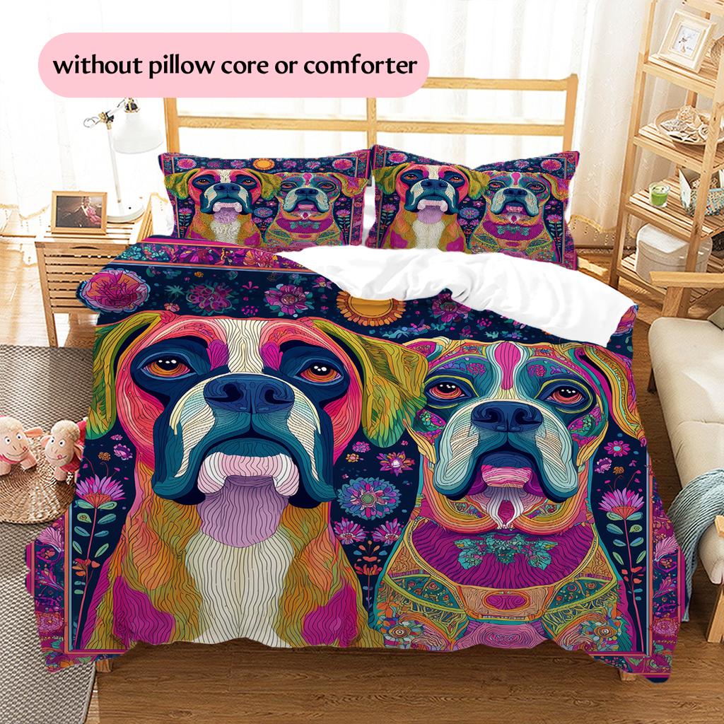 Boxer Pattern Bedding Home Decoration Birthday Gift (1 * duvet cover + 2 * pillowcase, without core)