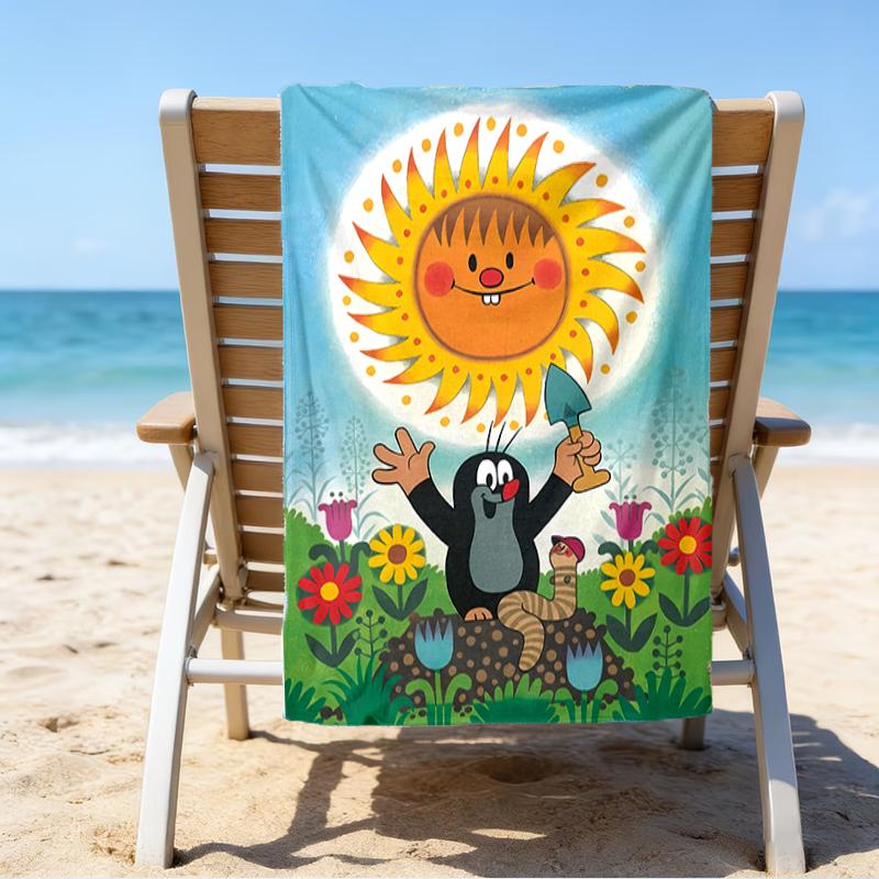 proof beach towel with a The Little Mole1 pattern - soft,absorbent,quick-drying,machine washable - perfect for swimming,camping,bathing