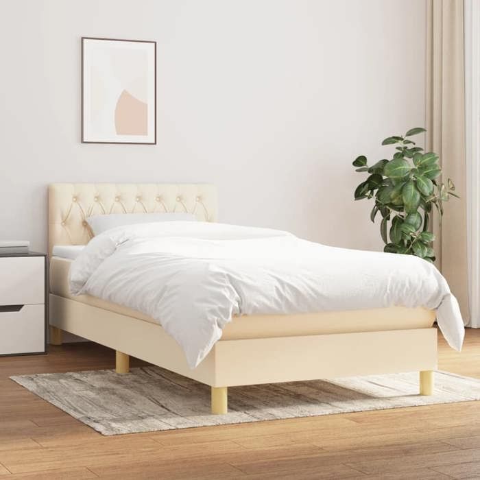 Maison Exclusive - Sommier à lattes de lit avec matelas Crème 100x200 cm Tissu