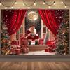 2D plane with Santa Claus and the moon tree as the background for the Christmas scene the backdrop curtain