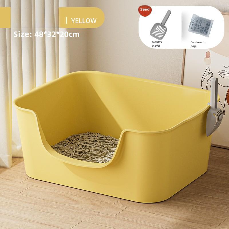 Extra Large Splash-Proof Cat Litter Box with High Sides