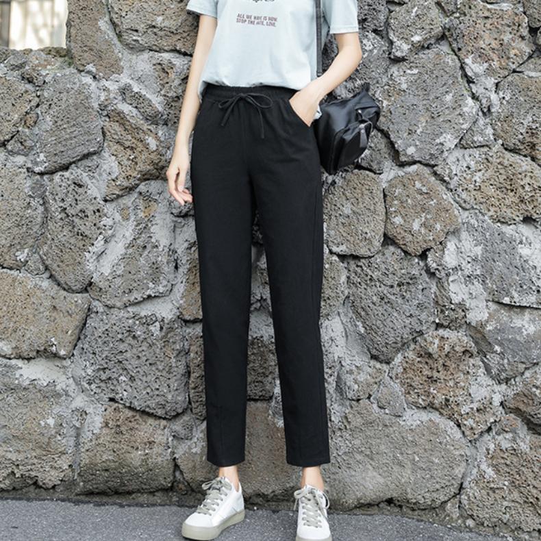 GMXIA Pants Women's Spring Cotton Casual Pants Haren Pants Loose Nine Points Women's Pants Thin Foot Pants