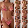 European & American Sexy Lace-up Bikini Set: Women's Print Three-piece Swimsuit