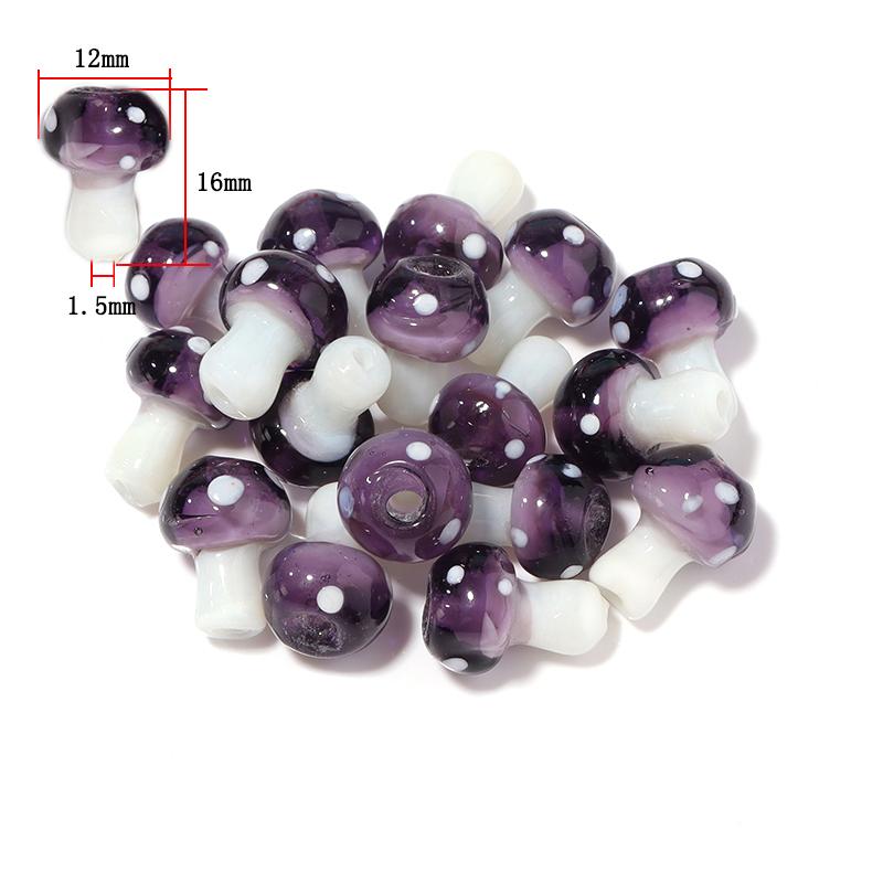 10-20Pcs 16x12mm Liuli Silica Lampwork Mushroom Beads Colourful Loose Glass Beads For Needlework DIY Jewelry Making Accessories