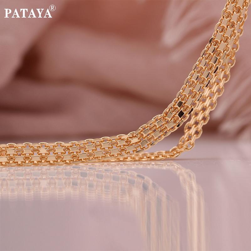PATAYA Ожерелье ручной работы цвета розового золота шириной 5,5 см, итальянское ремесло, цепочка для женщин и мужчин