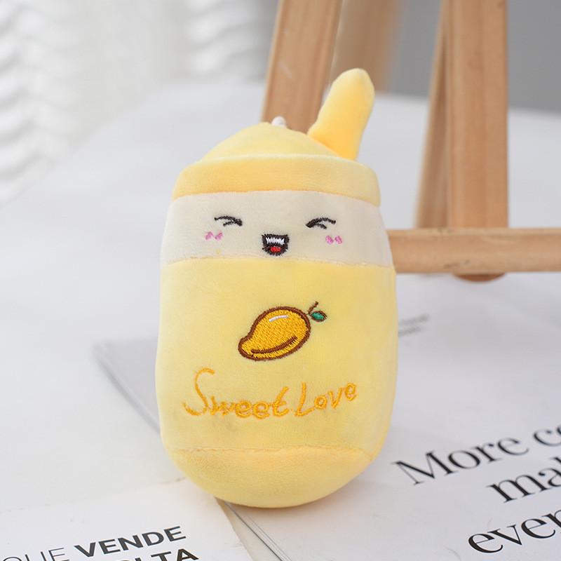 Adorable Plush Fruit Boba Tea Cup Keychain 12cm Stuffed Toy Backpack Charm