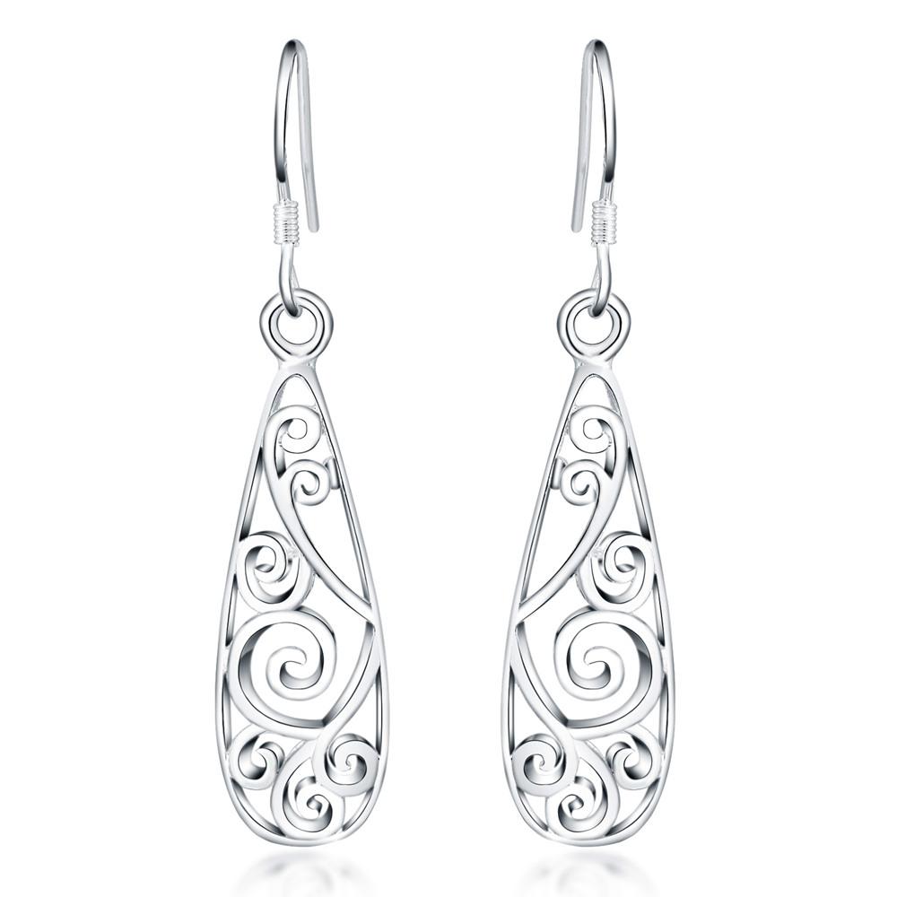 925 Sterling Silver Retro Geometric Pendant Piercing Earrings Fashionable Wedding Jewelry