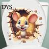Self Adhesive Mouse Stickers for Toilet 3D Cartoon Sticker, Waterproof PVC Wall Decal, Removable Funny Bathroom Murals Stickers, Lid And Tiles