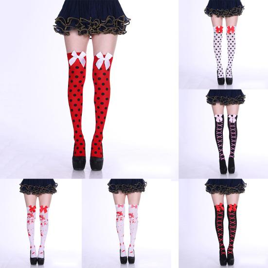 1 пара потрясающих чулок выше колена со страшным бантом