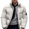Мужское хлопковое пальто с воротником-стойкой, длинным рукавом, застежкой-молнией, утолщенной курткой с боковыми карманами, пуховая хлопковая верхняя одежда