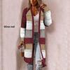 Women Cardigan Comfy Stylish Stitching Long Sleeve Striped Patchwork Sweater Female Casual Long Cardigan Autumn Winter Tops