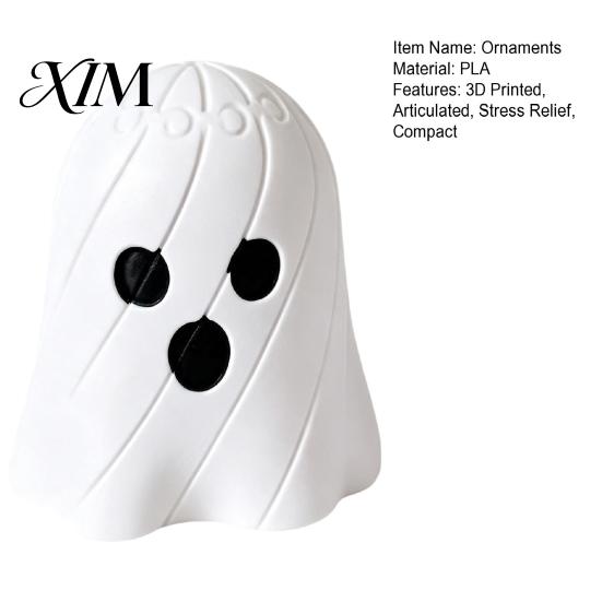 Office Desk Decoration 3D Printed Articulated Ghost Fidget Toy, Halloween Decor, Flexible Joint Mini Statue Ornament, Stress Relief Gift for