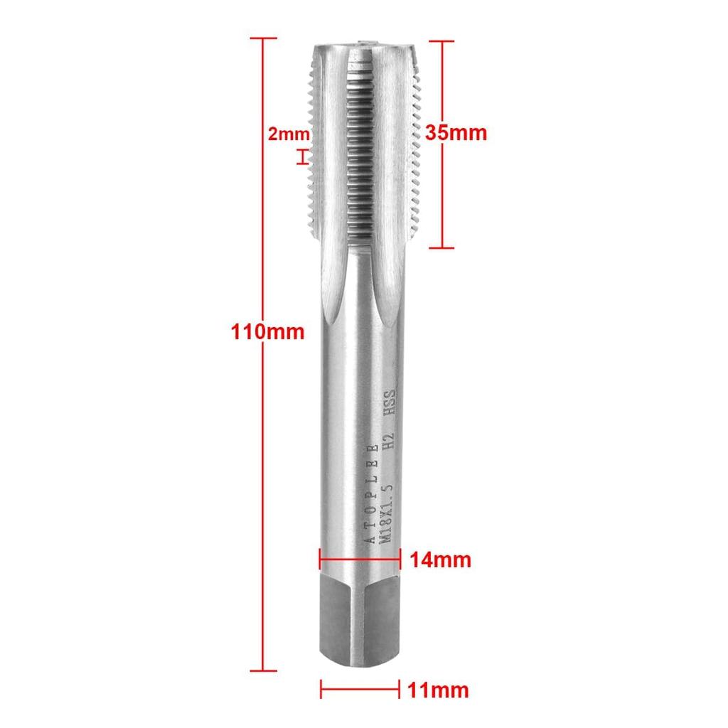ATOPLEE Metric Thread Tap, M18 HSS 6542 Right-Hand Thread Tap (M18x1.5)