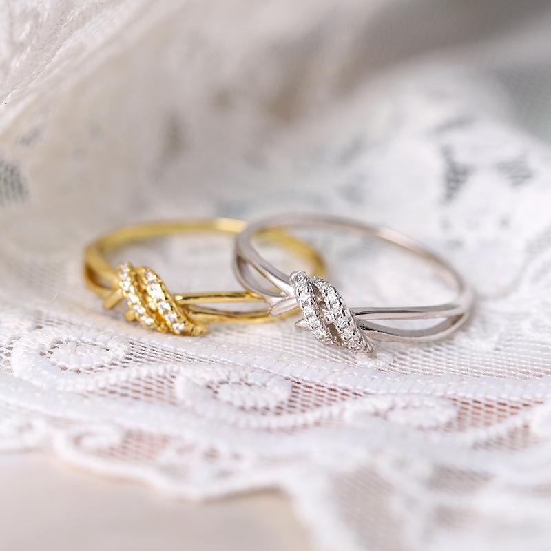 Классическое золото 18 карат, завязанное запутанное геометрическое кольцо для пары для женщин, стерлинговое серебро S925, обручальное свадебное ювелирное изделие, ювелирное изделие, обручальное ювелирное изделие