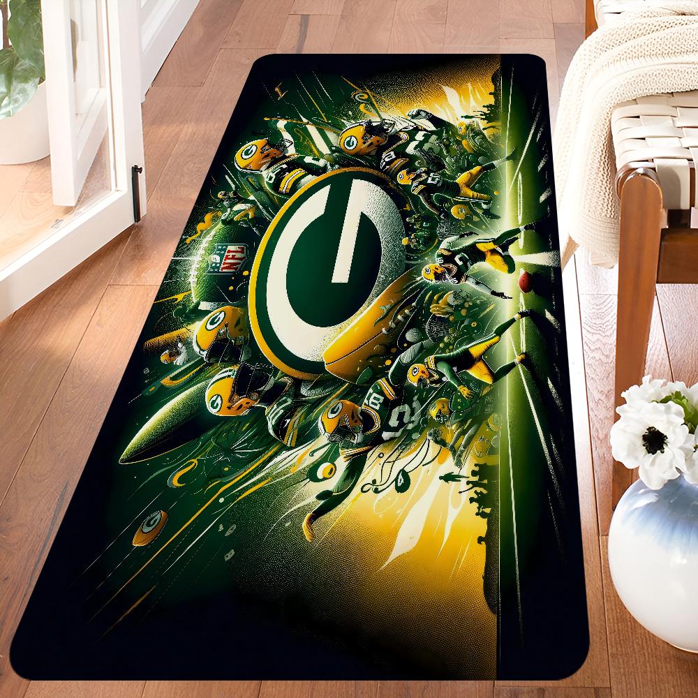 Зелёный Бэй Пэкерс Комнатные коврики Противоскользящие Впитывающие воду Длинный коврик-подушка Коврик для спальни Бытовые ковры