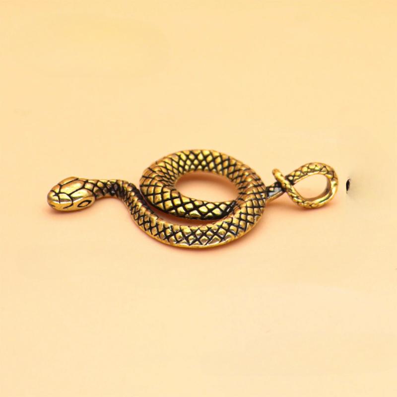 1Pc Vintage Brass Snake Key Ring Outdoor Small Tool Car Hanging