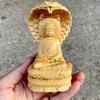 2025 Snake Year,Cliff Cypress Wood Carving Snake Protecting Buddha Figurine Ornament 4.72",For Home Office Living Room Decor