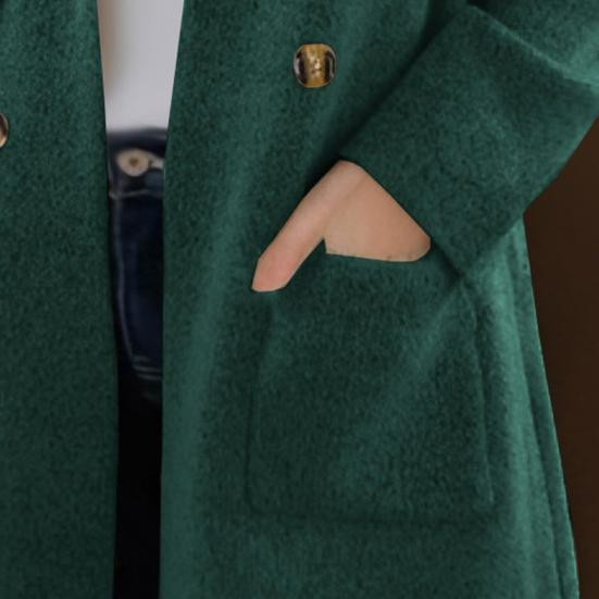 Женское длинное пальто из смесовой шерсти, оверсайз, двубортный тренч с лацканами с разрезом, теплое пальто на осень-зиму