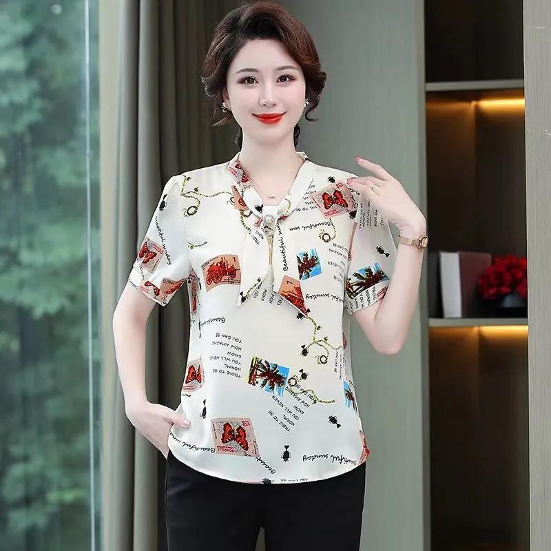 Рубашка с коротким рукавом для женщин, летняя женская свободная повседневная рубашка, модная футболка с принтом