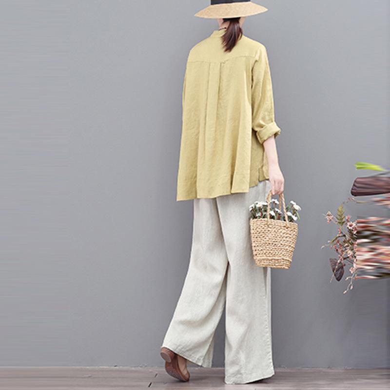 Весна Осень Круглый вырез Длинный рукав Модная рубашка Женская High Street Вышитые пуговицы Кардиган Чистый хлопок Элегантные топы