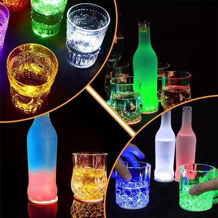 Dessous de Verre LED - NOBRAND - Lot de 8 - 6 cm - 7 Couleurs - Ambiance Festive