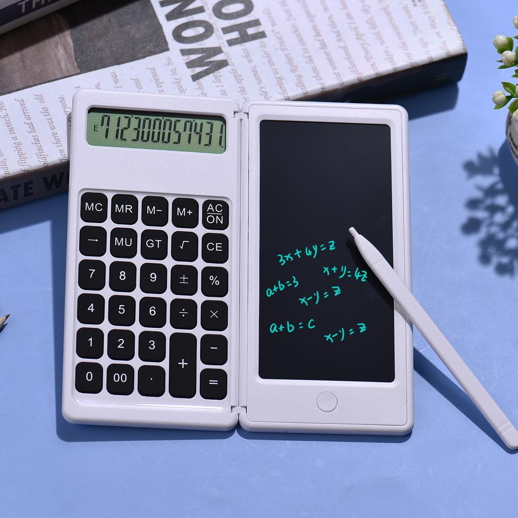 Foldable Calculator & 6 Inch LCD Writing Tablet Digital Drawing Pad 12 Digits Display with Stylus