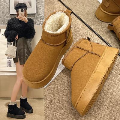 Зимние ботинки на толстой подошве, хлопковые ботинки, женские новые зимние бархатные утолщенные средней длины, водонепроницаемые, нескользящие, теплые хлопковые ботинки