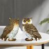 Resin Animal Sculpture Simulated Bird Miniature Figurine Cute Owl Statue  Home