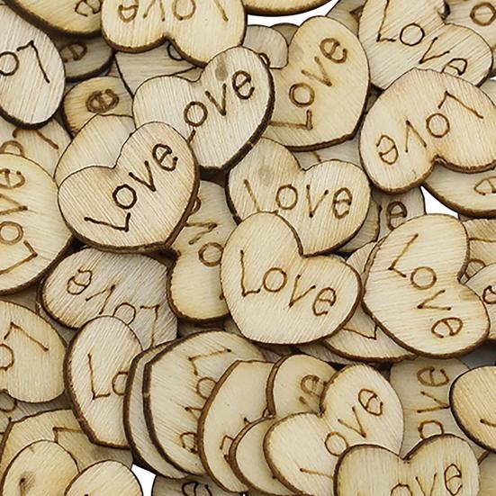 100Pcs Love Heart No Hole Wood Buttons Sewing Craft Clothes Decor DIY Scrapbooking