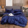 Summer Smooth Satin Duvet Cover Include Duvet Cover Flat Sheet and Pillowcases Smooth Bedding Set Silky Luxury Bedcloth Sets