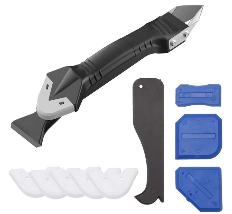 9 Pcs 3 in 1 Silicone Caulking Tools, Sealant Finishing Tool Grout Scraper Silicone Remover