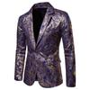 Men Blazer Slim Fit One Button Men Jacket Gold Print Groom Wedding Dress Suit Stage Club Party Casual Formal Blazers