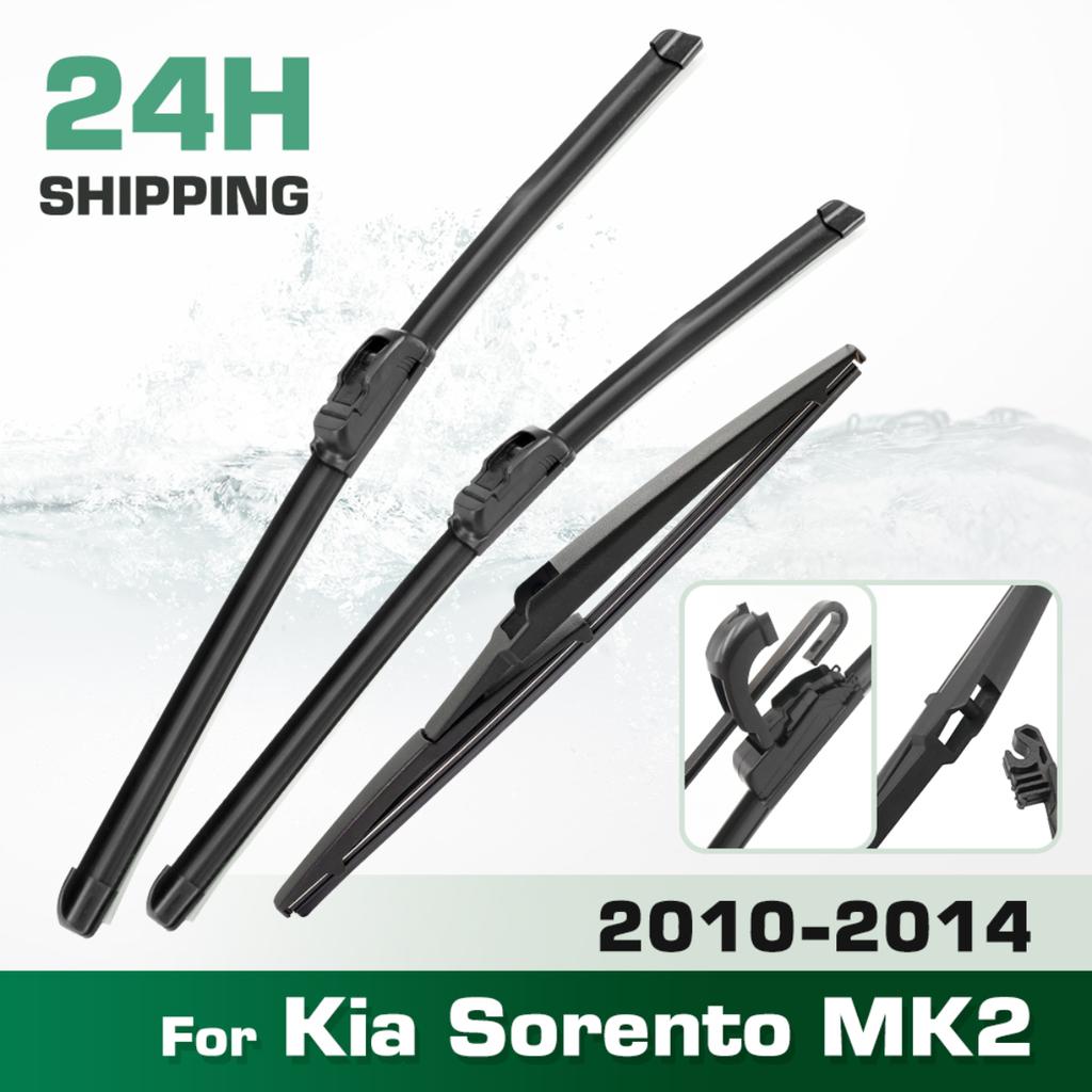 For Kia Sorento MK2 2010-2014 2011 2012 2013 Wiper Front & Rear Wiper Blades Windshield Windscreen Window Brushes 24"+20"+11