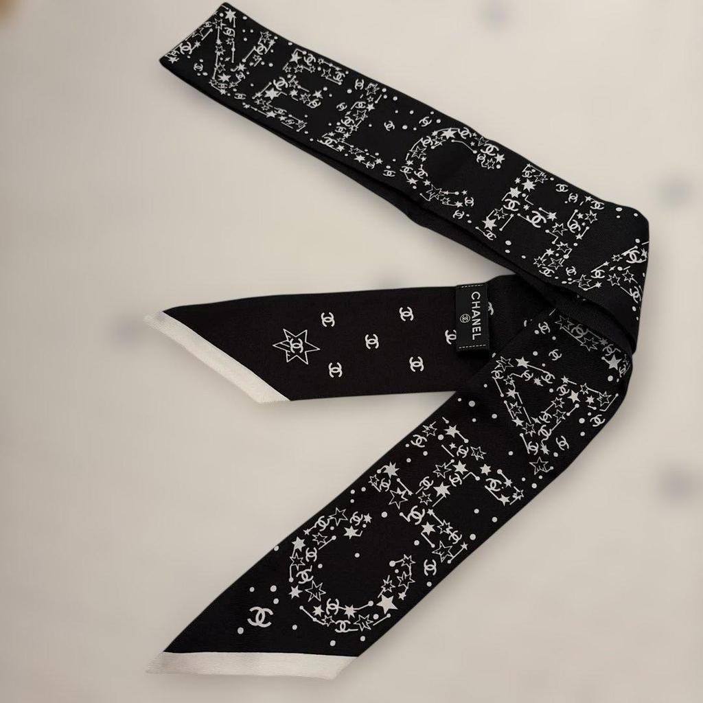 Used CHANEL Bandana Black Star Pattern New