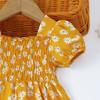 Square Collar Summer Flower Dress Puff Sleeve Toddle Dress Baby Girls Princess Dress  Summer