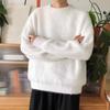 Autumn Winter Men Sweater Loose Thick Knitted Fuzzy Solid Color Round Neck