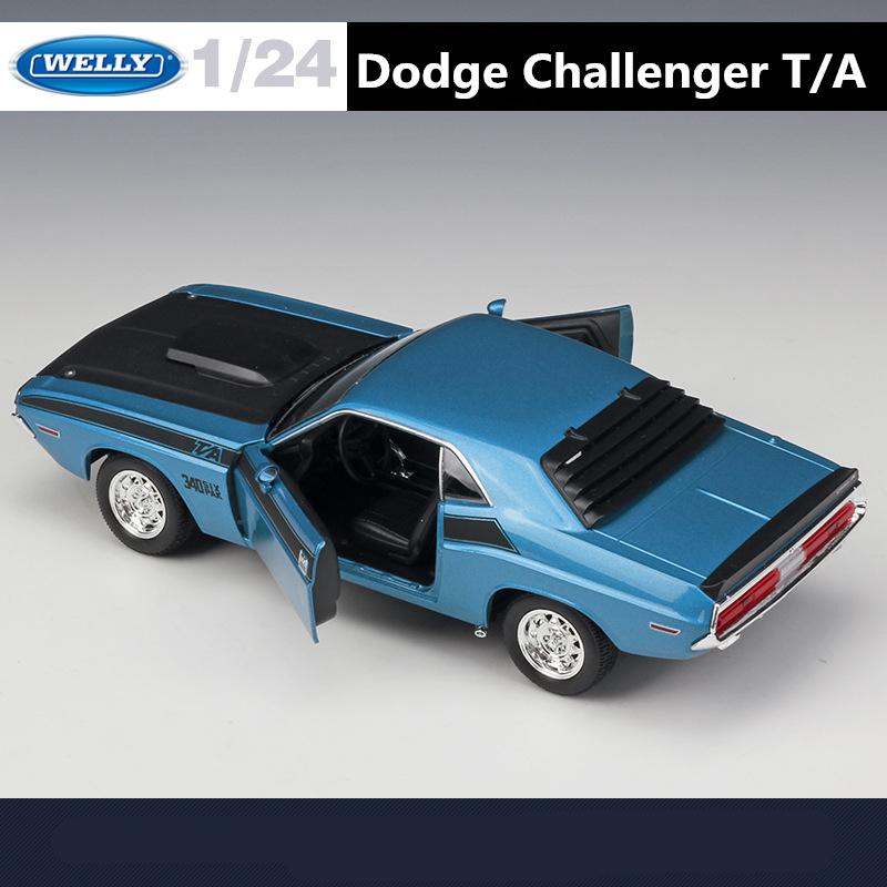 WELLY 1/24 1970 DODGE Challenger T/A Alloy Muscle Racing Car Model Diecast Metal Sports Car Vehicles Model Simulation Kids Gifts