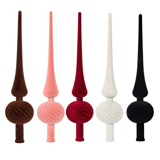 Christmas Tree Topper 11 Inches Velvet Flocked Gourd Tree Topper Colorful Spiral Christmas Tree