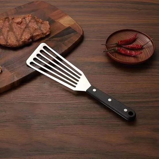 Щипцы-лопатка из нержавеющей стали с деревянной ручкой, прочная лопатка для стейка, рыбы, барбекю, термостойкая, нержавеющая, незаменимый кухонный инструмент для переворачивания