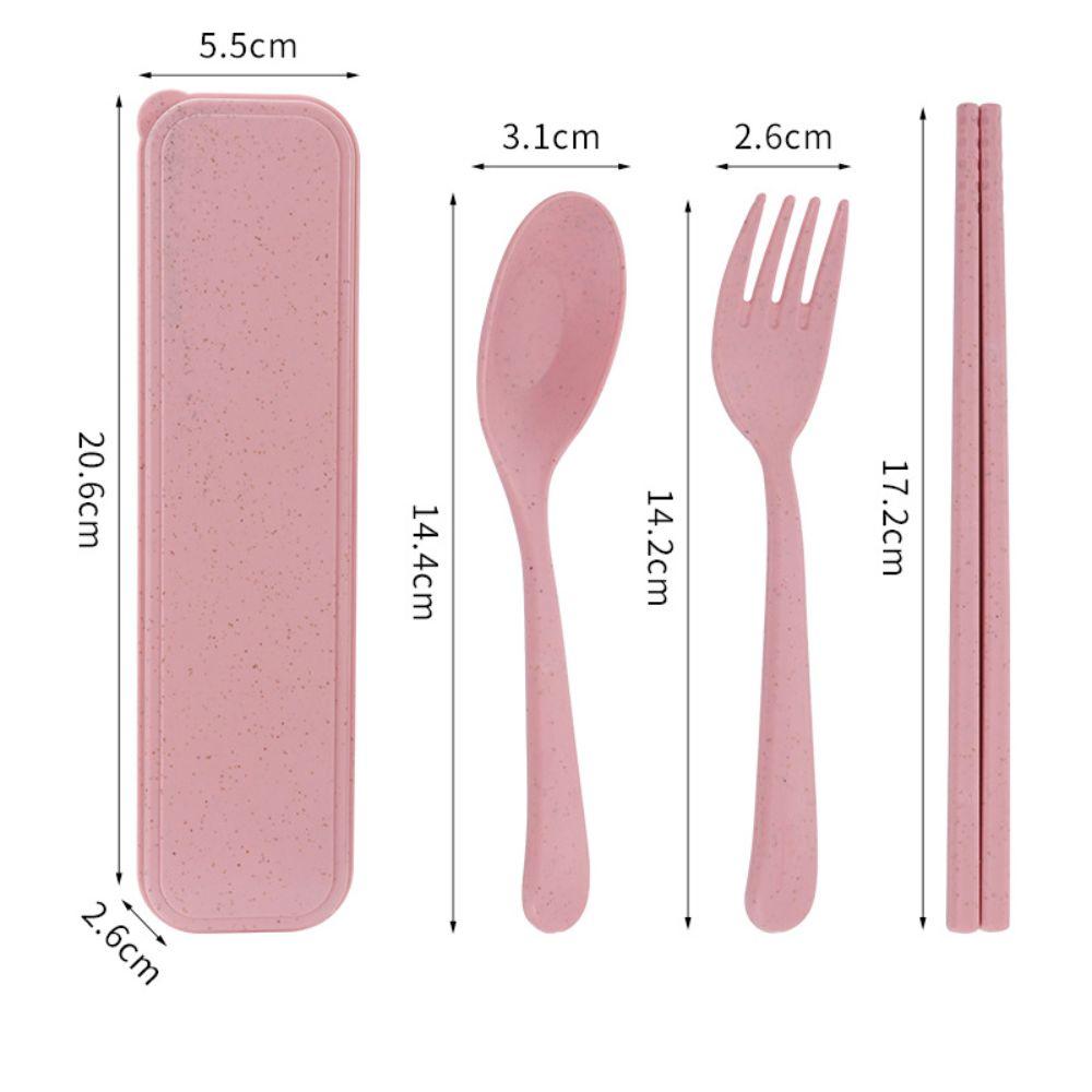 Простота Ложка Пластик Пшеничная солома Посуда Новый Набор вилок и палочек для еды