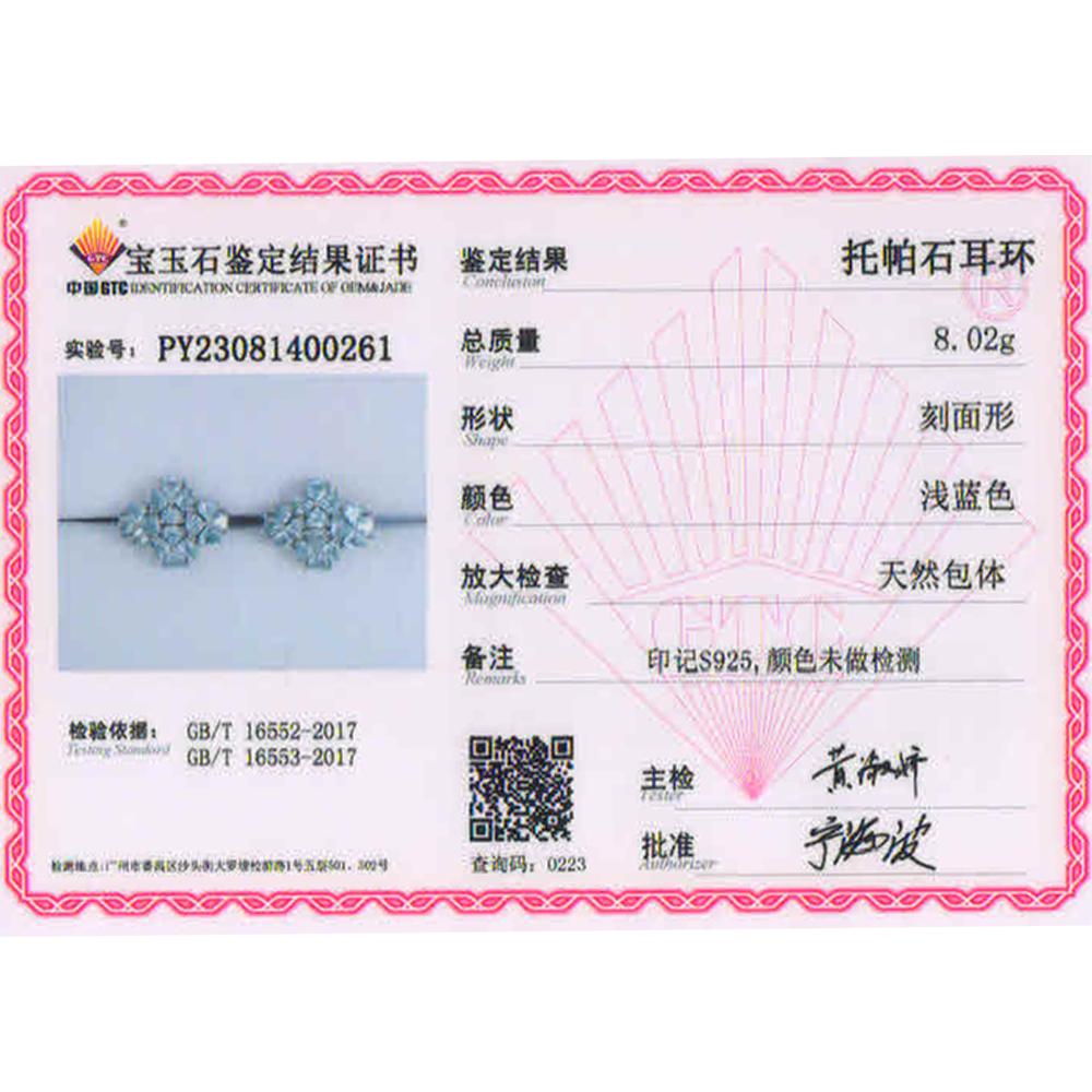 Серьги из стерлингового серебра 925 пробы с натуральным небесно-голубым топазом, изысканные украшения для женщин, хороший подарок, цветочный дизайн